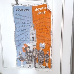 Vintage Ulster Irish Linen Tea Towel Decor Cockney Rhyming Slang King Queen Vtg